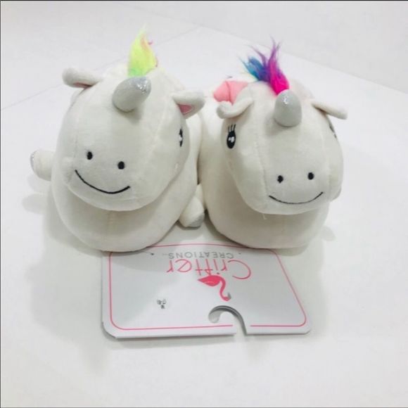 Critter Creations Unicorn Slippers, White, 9-10 - Picture 9 of 9